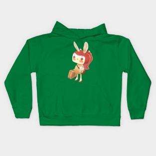 Little Girl with A Suitcase Lost in The Forest Kids Hoodie